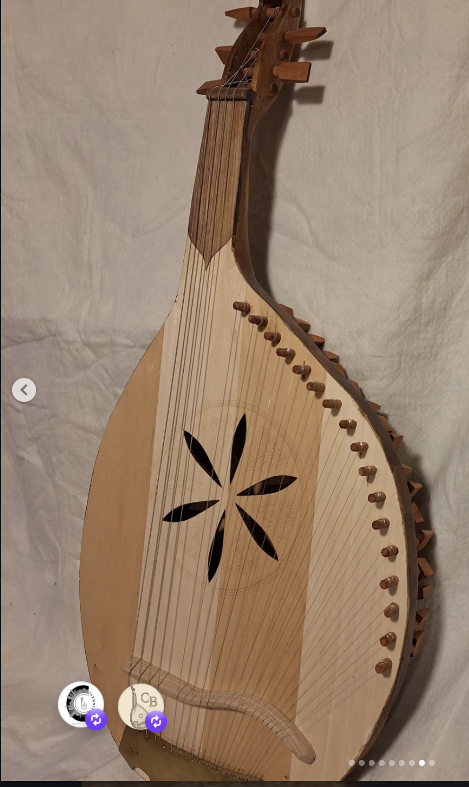 Finished folk bandura with light and dark wood